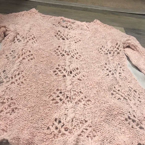 ANTHROPOLOGIE Pink Crochet Sweater Small, cute - Picture 6 of 7